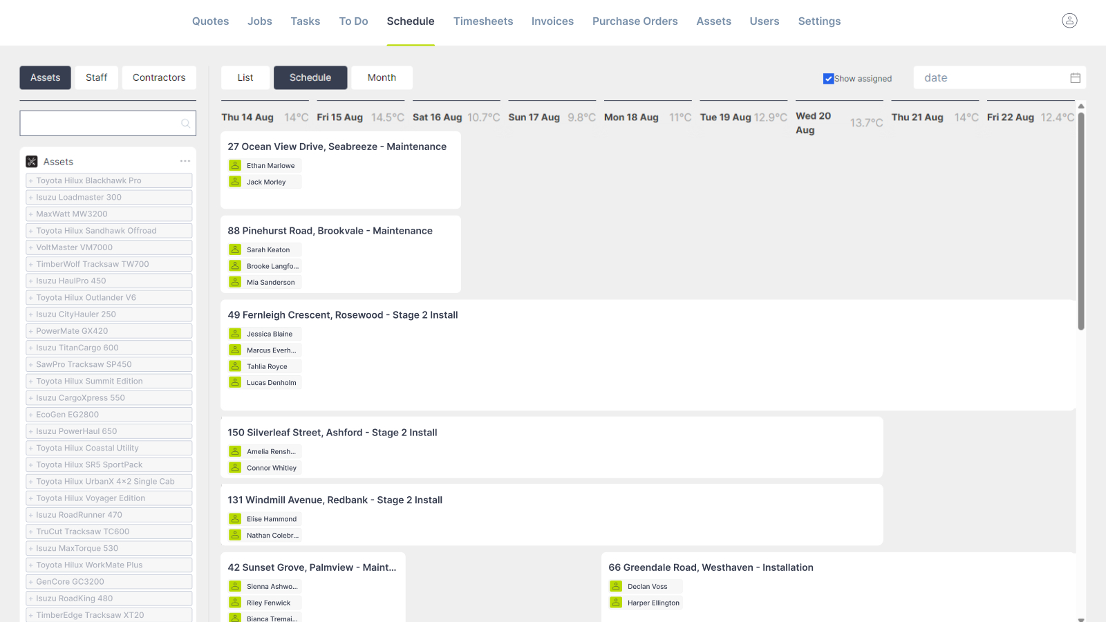 Multi-day Job Scheduling