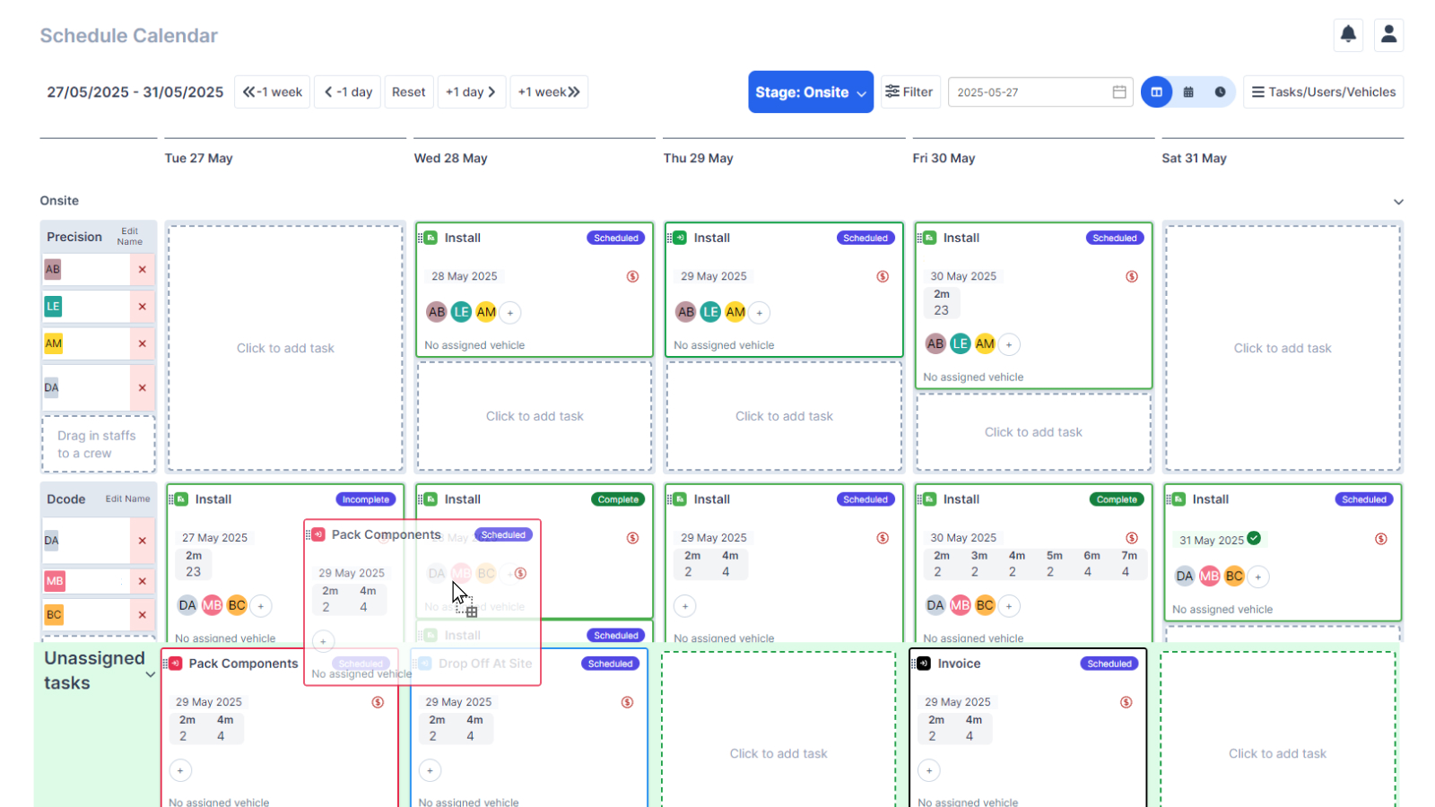 Scheduling Tasks to Teams