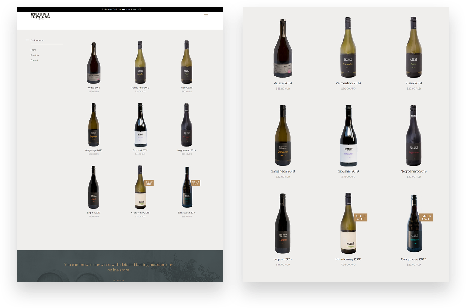 Mount Towrong Vineyard demo product image.
